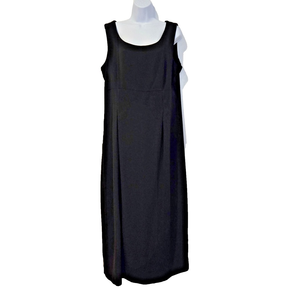 Virgo Sleeveless Women's Dress Jumper Black  Midi Back Zip Slit‎ Size L
